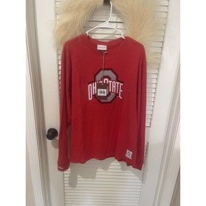 Mitchell Ness Ohio State Buckeye Shirt Mens Medium Red Crew Neck Long Sleeve $55